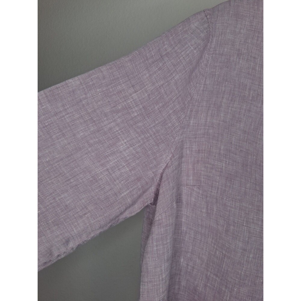 Chico’s Size 3 No-Iron Linen Shirttail High-Low Tunic Top Blouse Purple US 16/18 - Picture 6 of 14